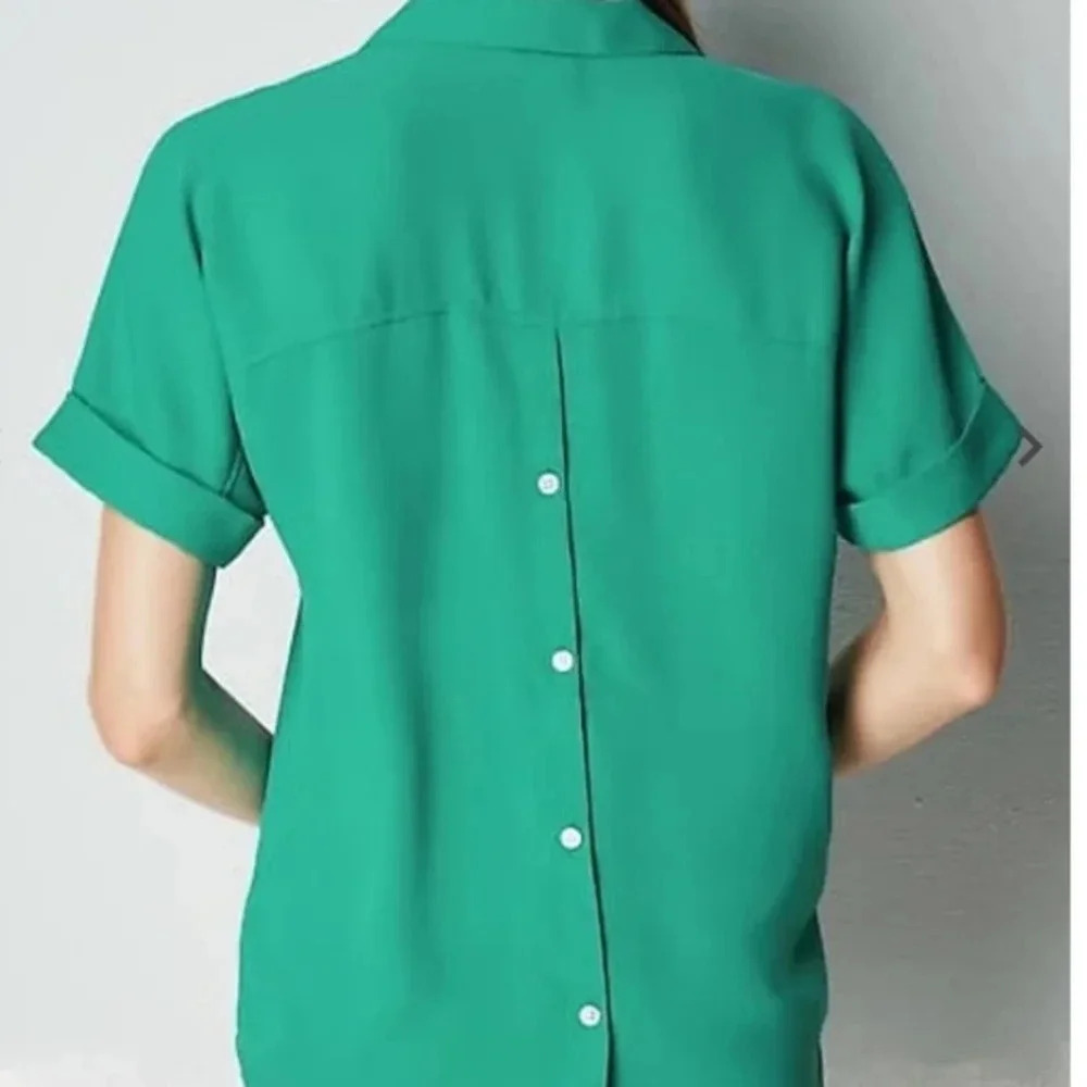 J. Jill Teal Green Short Sleeve Blouse - Picture 6 of 6